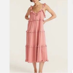 J. Crew Tiered Knit Keyhole Maxi Dress in Weathered Rose Size XXS